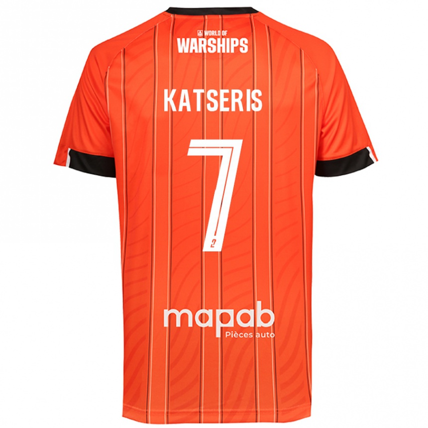 Kids Football Panos Katseris #7 Orange Home Jersey 2024/25 T-Shirt Nz