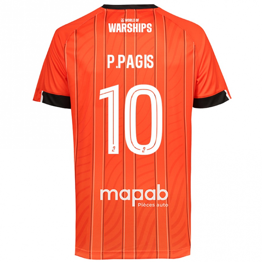 Kids Football Pablo Pagis #10 Orange Home Jersey 2024/25 T-Shirt Nz