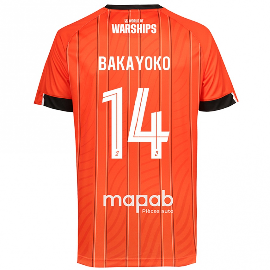 Kids Football Tiemoué Bakayoko #14 Orange Home Jersey 2024/25 T-Shirt Nz