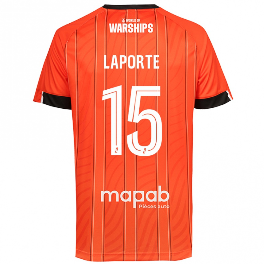 Kids Football Julien Laporte #15 Orange Home Jersey 2024/25 T-Shirt Nz