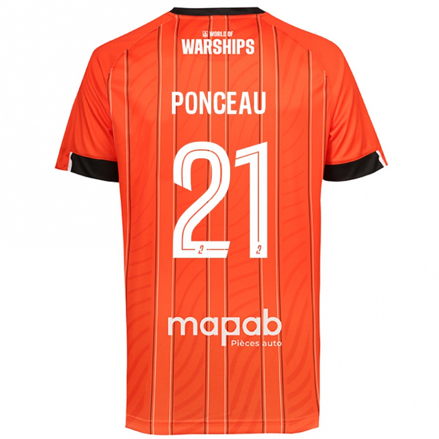 Kids Football Julien Ponceau #21 Orange Home Jersey 2024/25 T-Shirt Nz