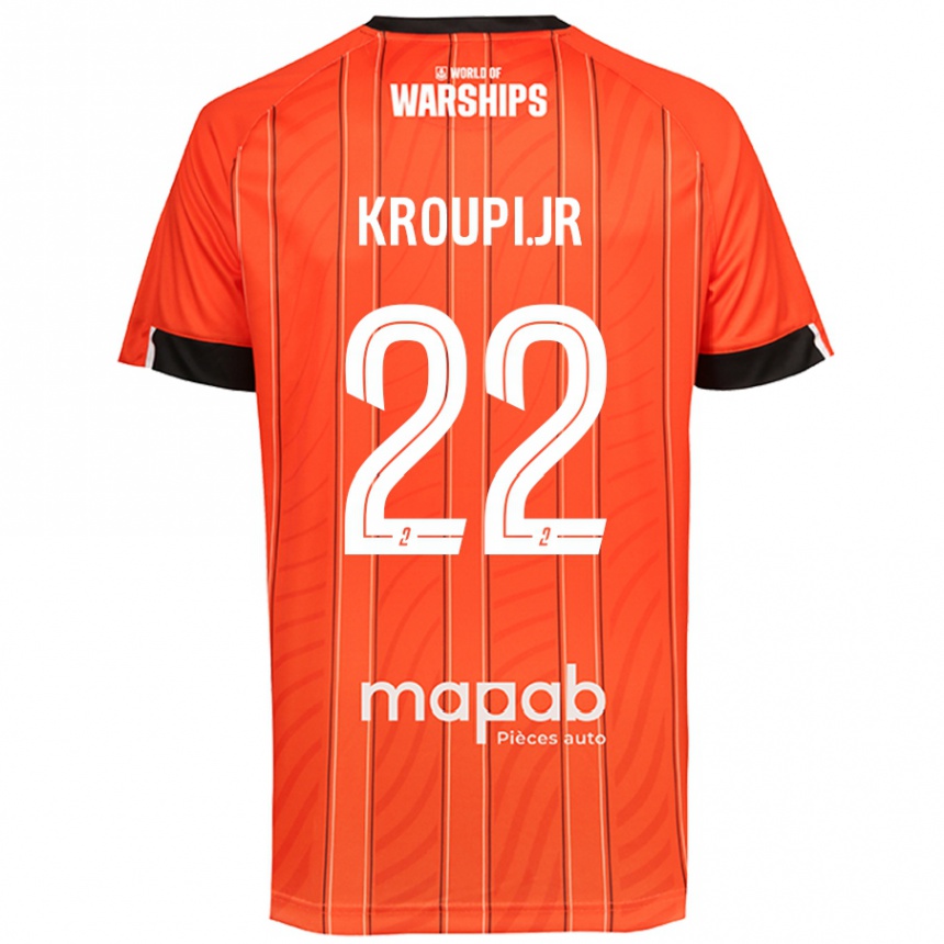 Kids Football Eli Junior Kroupi #22 Orange Home Jersey 2024/25 T-Shirt Nz