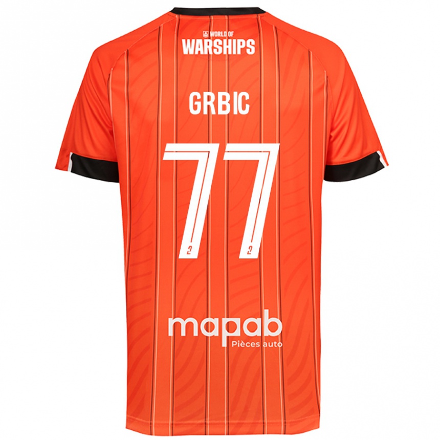 Kids Football Adrian Grbic #77 Orange Home Jersey 2024/25 T-Shirt Nz