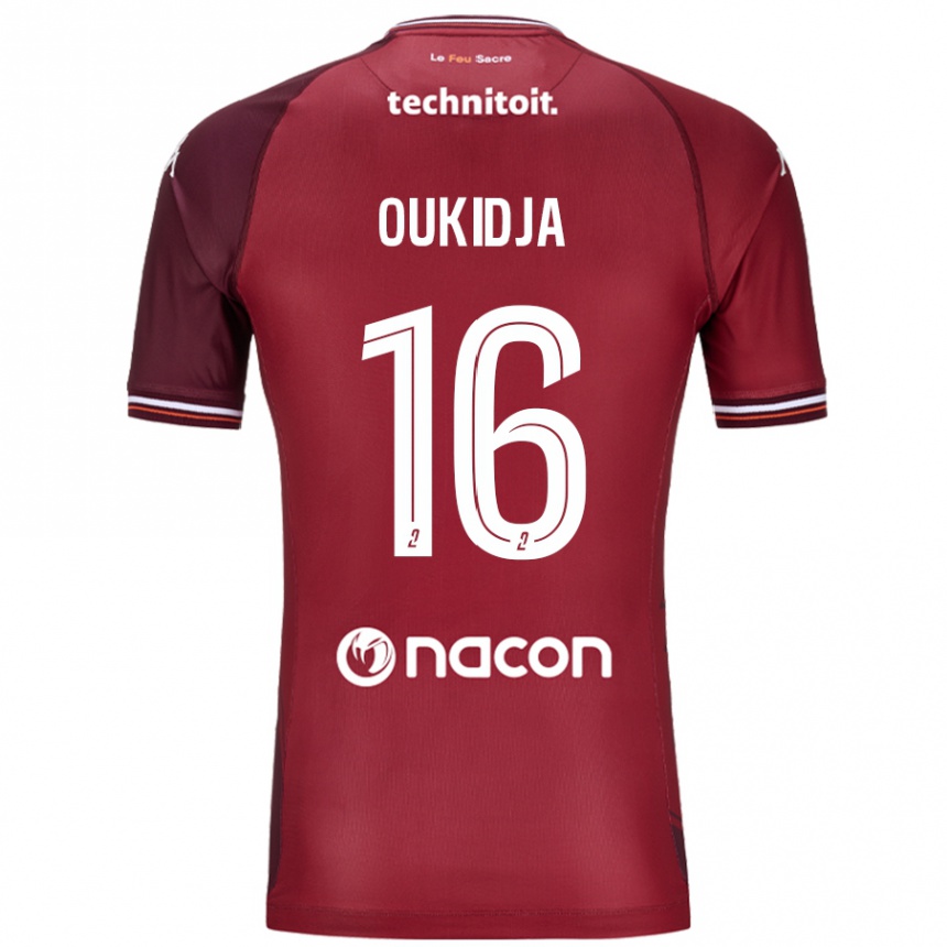 Kids Football Alexandre Oukidja #16 Red Granata Home Jersey 2024/25 T-Shirt Nz