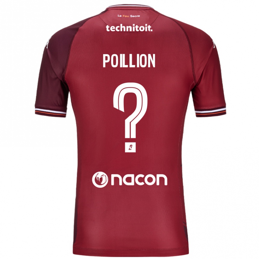 Kids Football Noé Poillion #0 Red Granata Home Jersey 2024/25 T-Shirt Nz