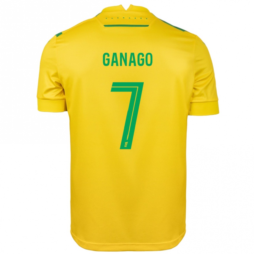 Kids Football Ignatius Ganago #7 Yellow Green Home Jersey 2024/25 T-Shirt Nz