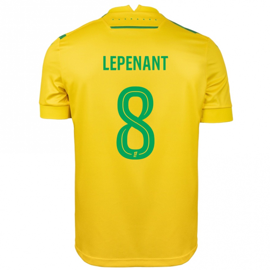 Kids Football Johann Lepenant #8 Yellow Green Home Jersey 2024/25 T-Shirt Nz