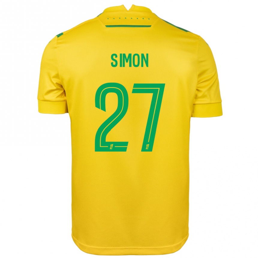 Kids Football Moses Simon #27 Yellow Green Home Jersey 2024/25 T-Shirt Nz