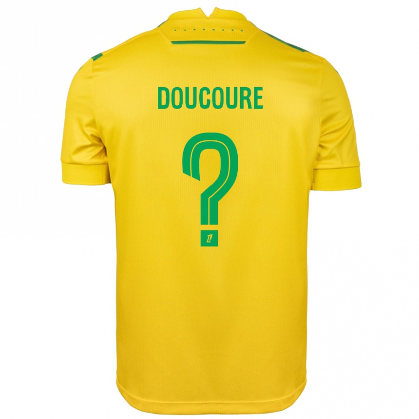 Kids Football Sekou Doucoure #0 Yellow Green Home Jersey 2024/25 T-Shirt Nz