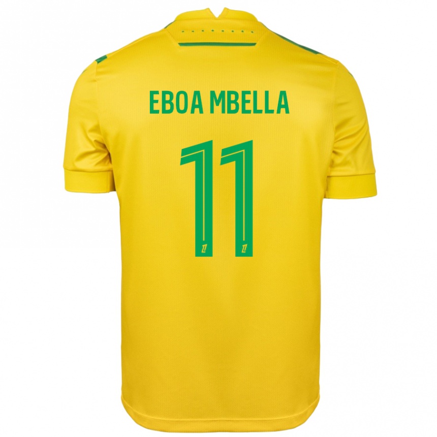 Kids Football Eden Eboa Mbella #11 Yellow Green Home Jersey 2024/25 T-Shirt Nz