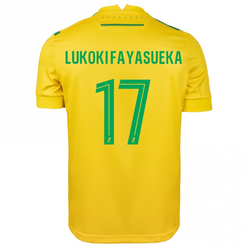 Kids Football Kévin Lukoki Fayasueka #17 Yellow Green Home Jersey 2024/25 T-Shirt Nz