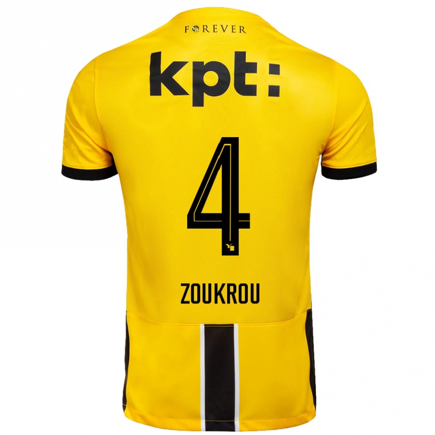 Kids Football Tanguy Zoukrou #4 Yellow Black Home Jersey 2024/25 T-Shirt Nz