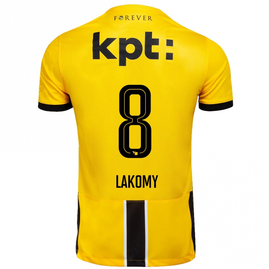 Kids Football Lukasz Lakomy #8 Yellow Black Home Jersey 2024/25 T-Shirt Nz