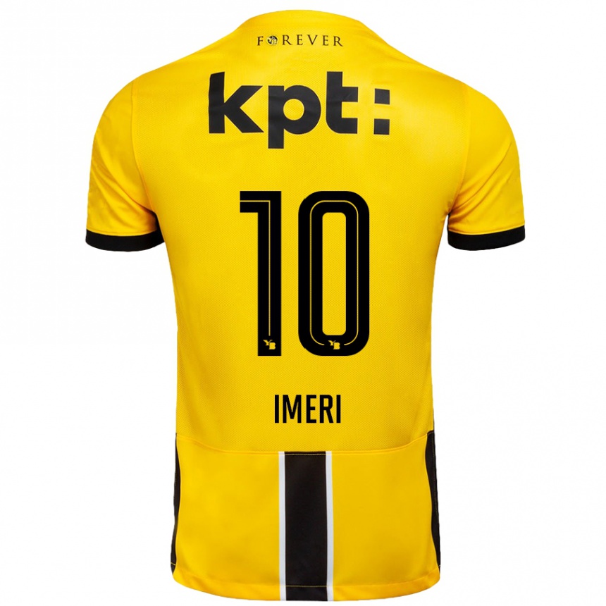 Kids Football Kastriot Imeri #10 Yellow Black Home Jersey 2024/25 T-Shirt Nz