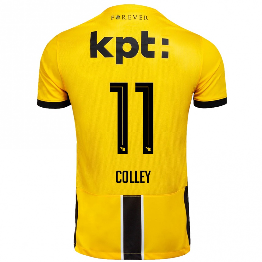 Kids Football Ebrima Colley #11 Yellow Black Home Jersey 2024/25 T-Shirt Nz