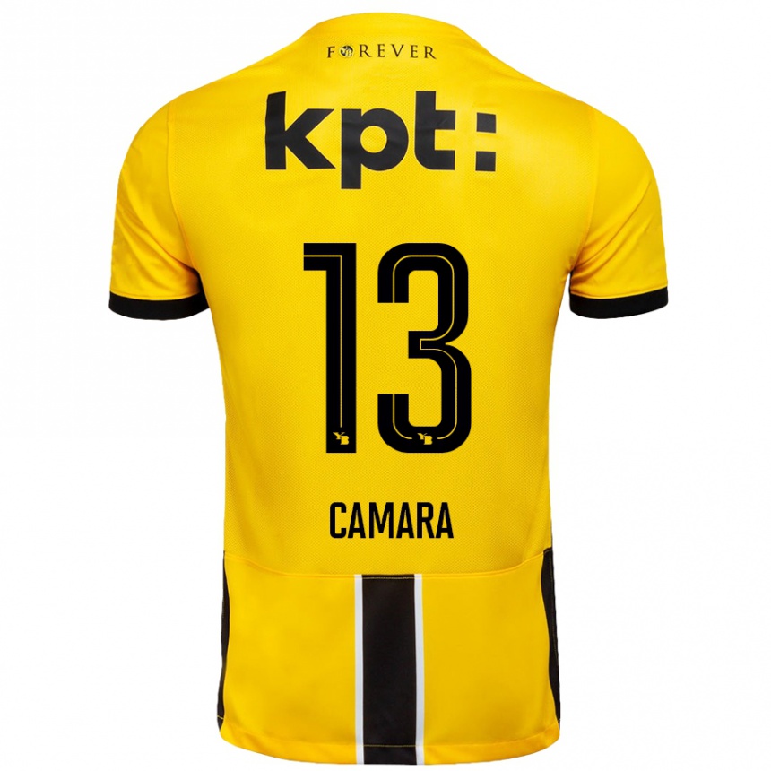 Kids Football Mohamed Camara #13 Yellow Black Home Jersey 2024/25 T-Shirt Nz