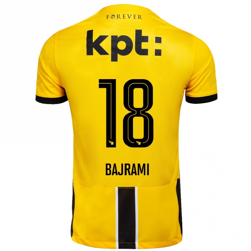 Kids Football Ardian Bajrami #18 Yellow Black Home Jersey 2024/25 T-Shirt Nz