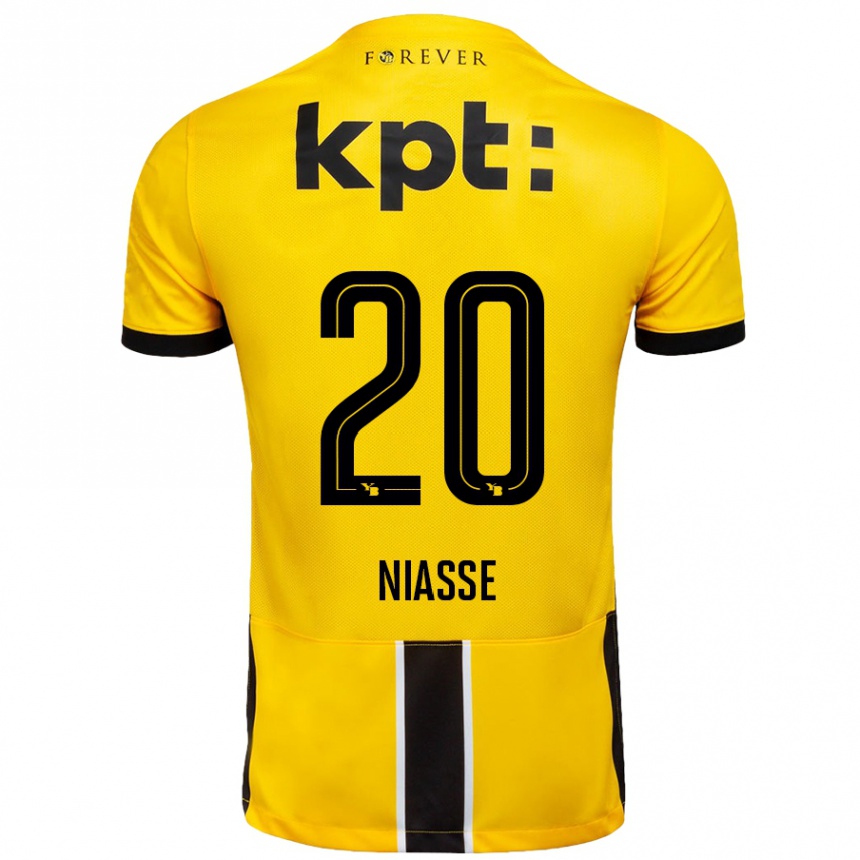 Kids Football Cheikh Niasse #20 Yellow Black Home Jersey 2024/25 T-Shirt Nz