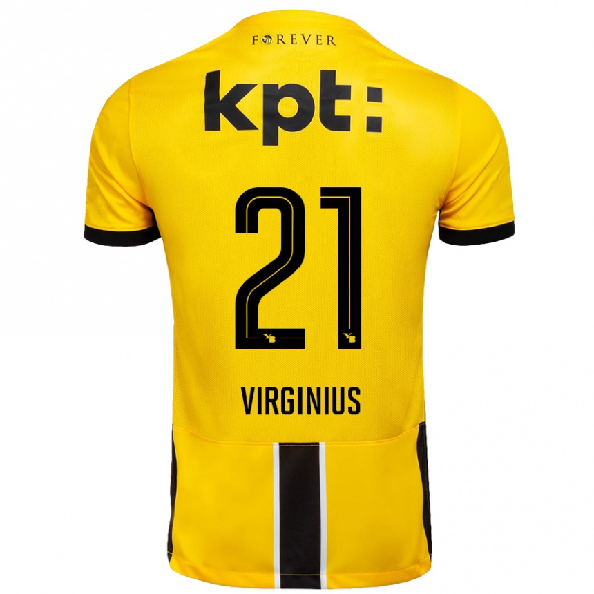 Kids Football Alan Virginius #21 Yellow Black Home Jersey 2024/25 T-Shirt Nz