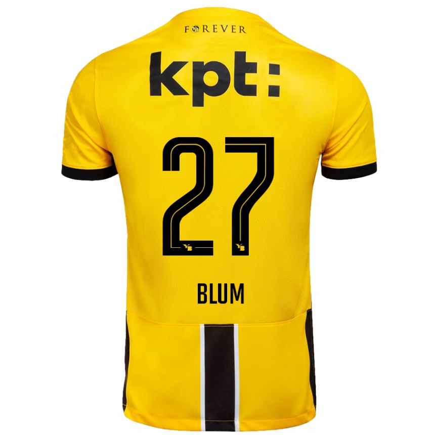 Kids Football Lewin Blum #27 Yellow Black Home Jersey 2024/25 T-Shirt Nz