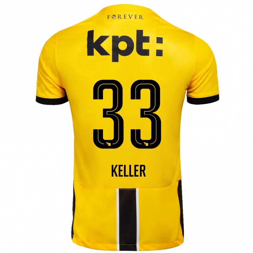 Kids Football Marvin Keller #33 Yellow Black Home Jersey 2024/25 T-Shirt Nz