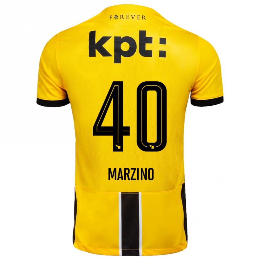 Kids Football Dario Marzino #40 Yellow Black Home Jersey 2024/25 T-Shirt Nz