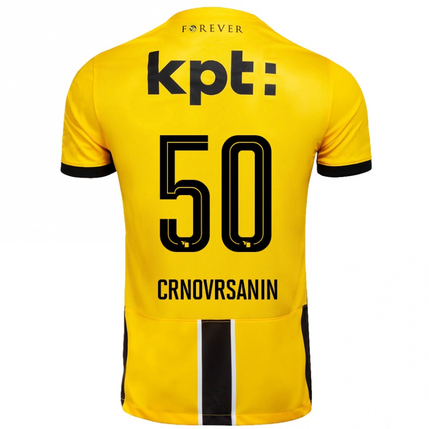 Kids Football Sadin Crnovrsanin #50 Yellow Black Home Jersey 2024/25 T-Shirt Nz