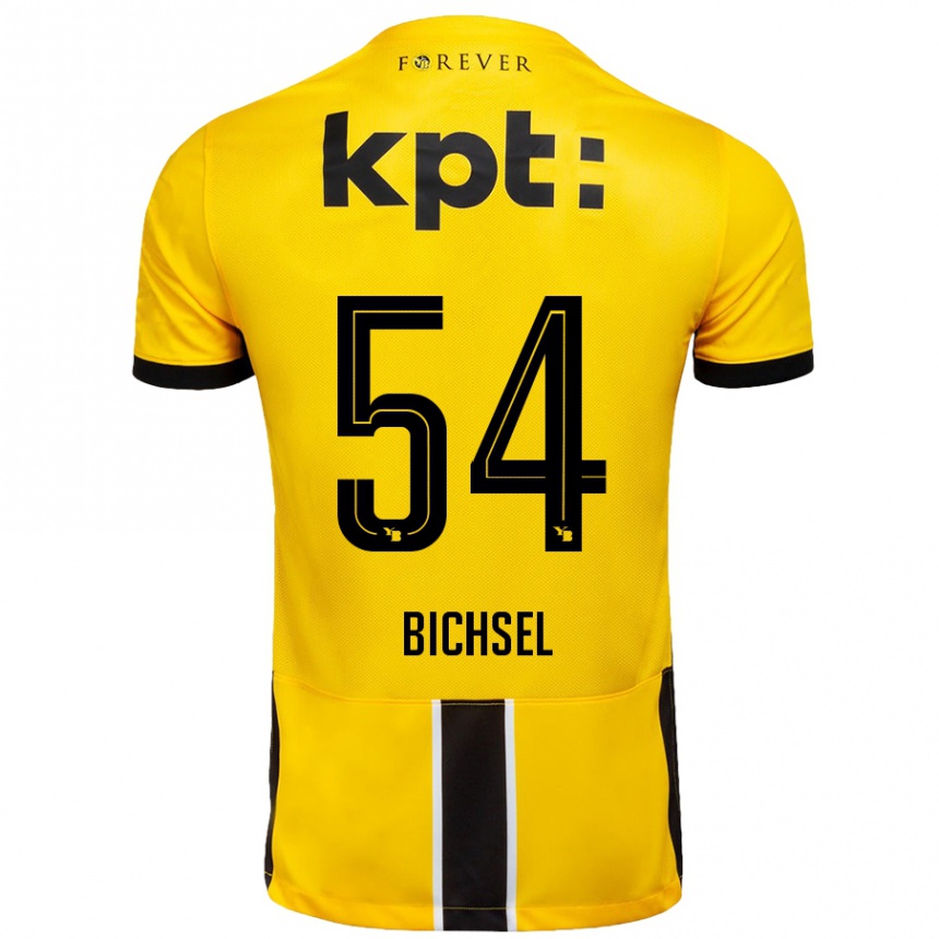 Kids Football Joel Bichsel #54 Yellow Black Home Jersey 2024/25 T-Shirt Nz