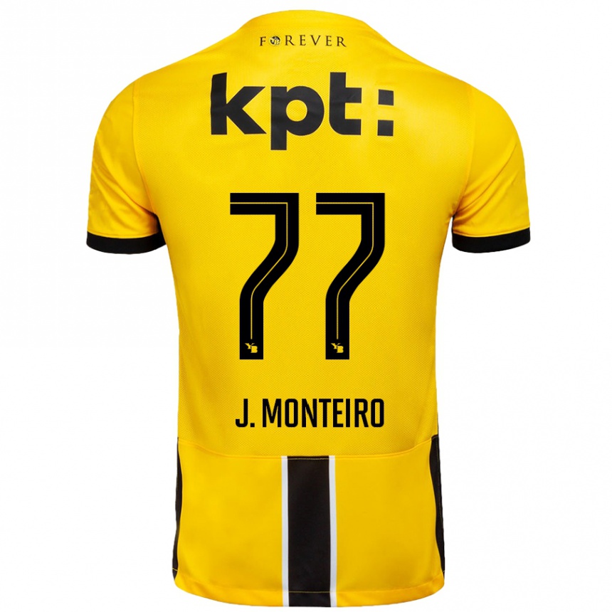 Kids Football Joël Monteiro #77 Yellow Black Home Jersey 2024/25 T-Shirt Nz