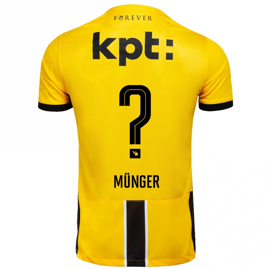 Kids Football Nil Münger #0 Yellow Black Home Jersey 2024/25 T-Shirt Nz