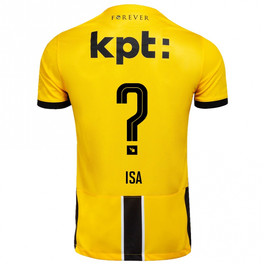 Kids Football Ron Isa #0 Yellow Black Home Jersey 2024/25 T-Shirt Nz