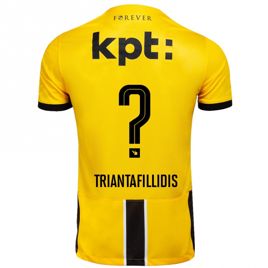 Kids Football Nevin Triantafillidis #0 Yellow Black Home Jersey 2024/25 T-Shirt Nz