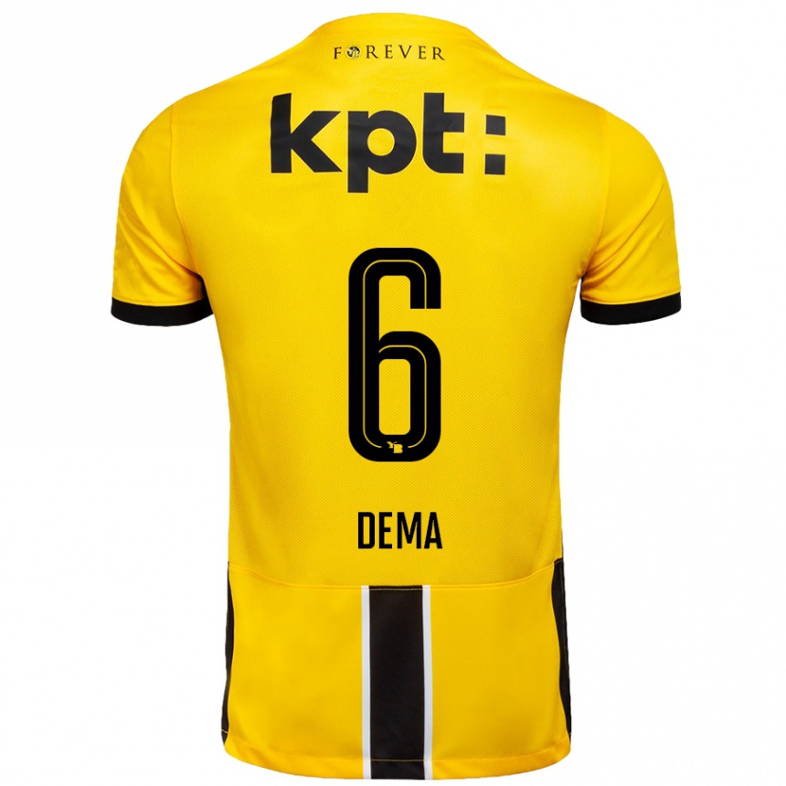 Kids Football Jashar Dema #6 Yellow Black Home Jersey 2024/25 T-Shirt Nz