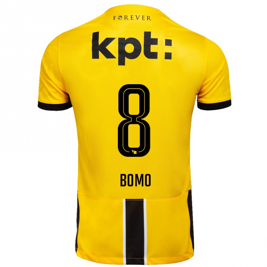 Kids Football Jacques Bomo #8 Yellow Black Home Jersey 2024/25 T-Shirt Nz