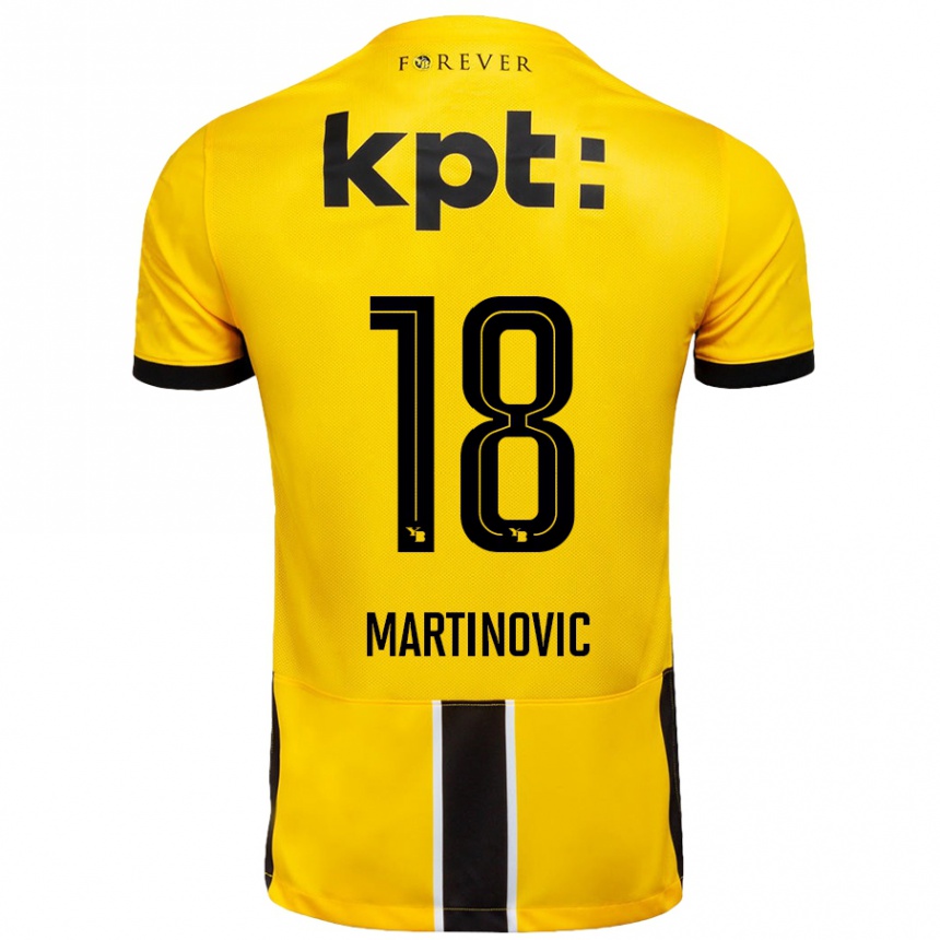 Kids Football Denis Martinovic #18 Yellow Black Home Jersey 2024/25 T-Shirt Nz