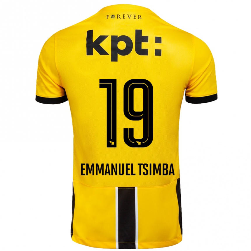 Kids Football Felix Emmanuel Tsimba #19 Yellow Black Home Jersey 2024/25 T-Shirt Nz