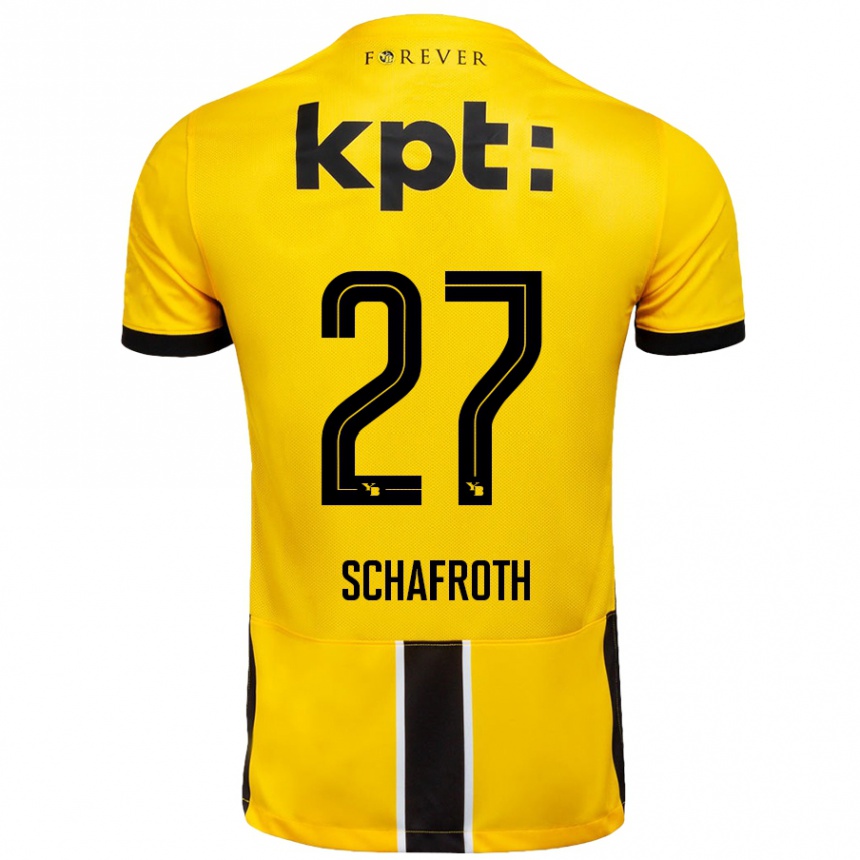 Kids Football Reto Schafroth #27 Yellow Black Home Jersey 2024/25 T-Shirt Nz