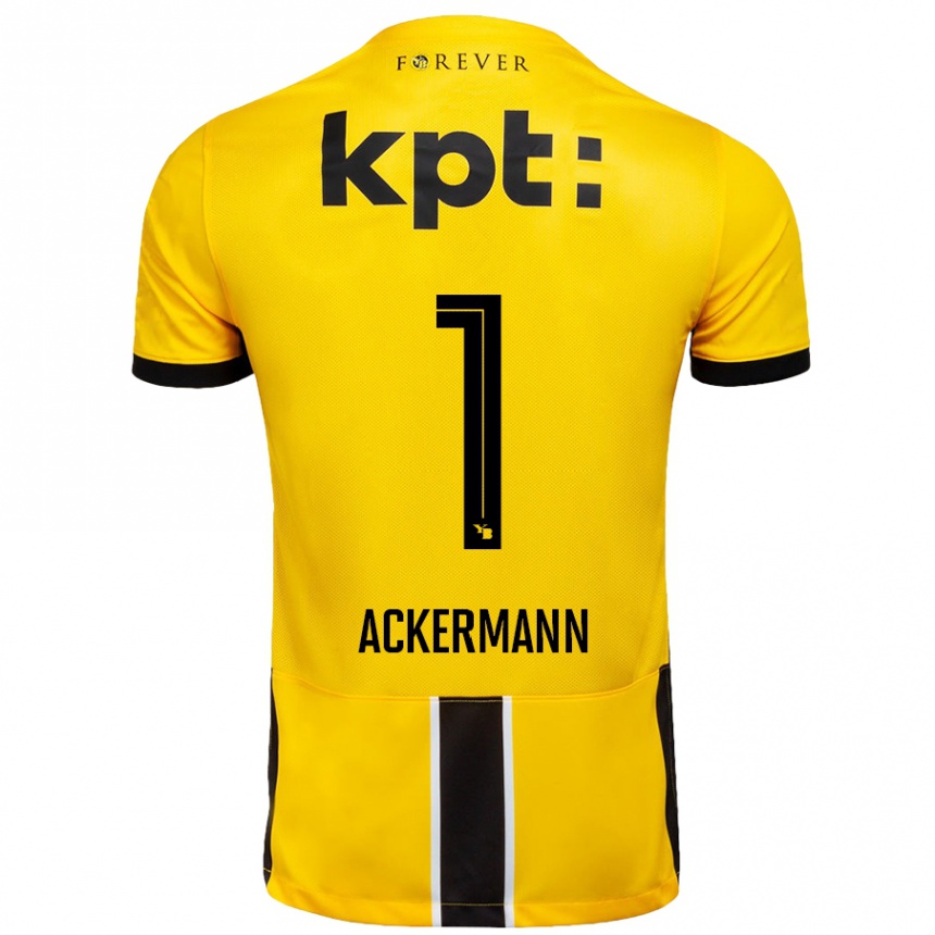 Kids Football Jara Ackermann #1 Yellow Black Home Jersey 2024/25 T-Shirt Nz