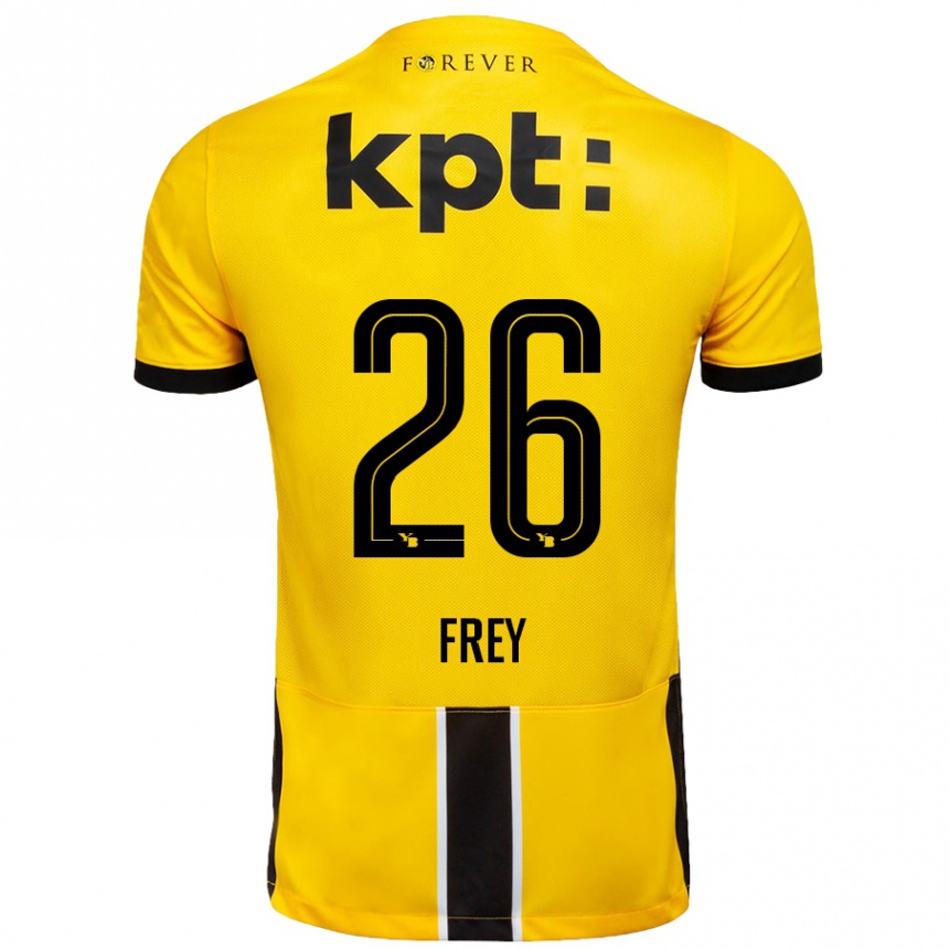 Kids Football Laura Frey #26 Yellow Black Home Jersey 2024/25 T-Shirt Nz