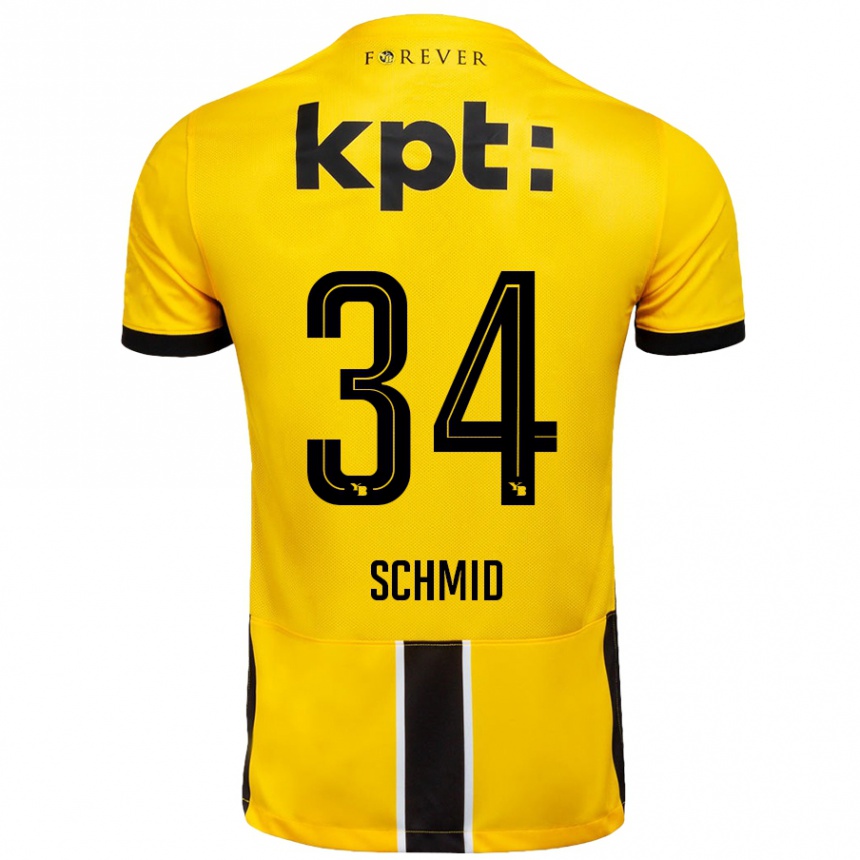 Kids Football Céline Schmid #34 Yellow Black Home Jersey 2024/25 T-Shirt Nz