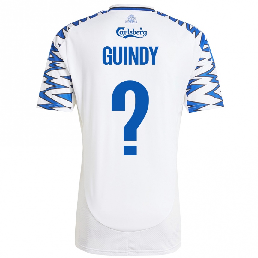 Kids Football Eliot Guindy #0 White Sky Blue Home Jersey 2024/25 T-Shirt Nz