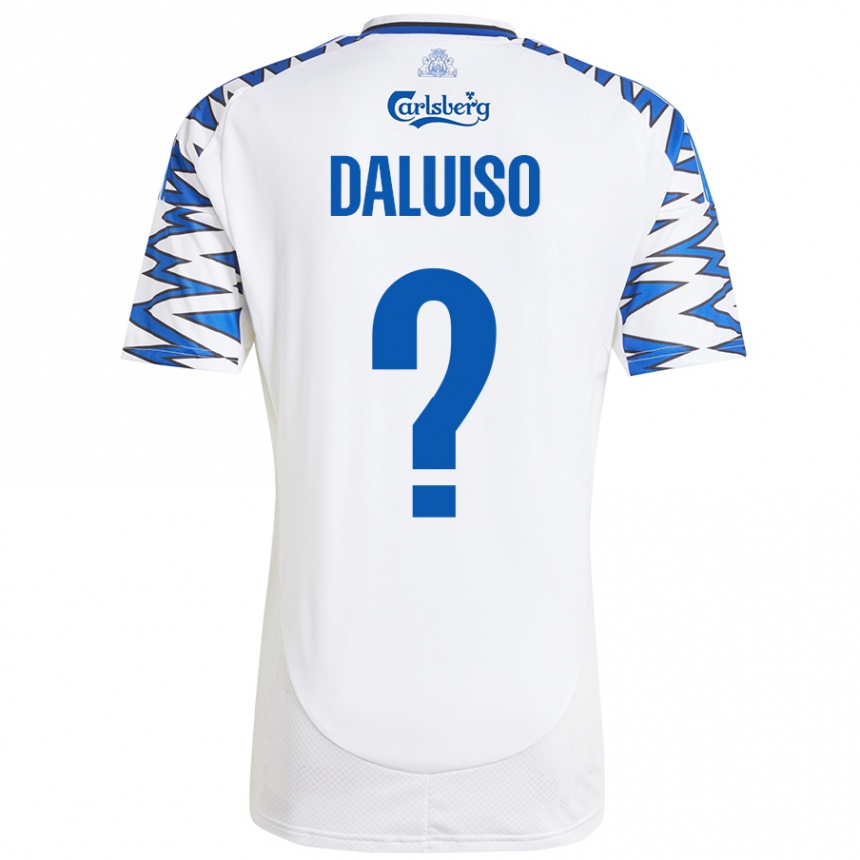 Kids Football Christoffer Daluiso #0 White Sky Blue Home Jersey 2024/25 T-Shirt Nz