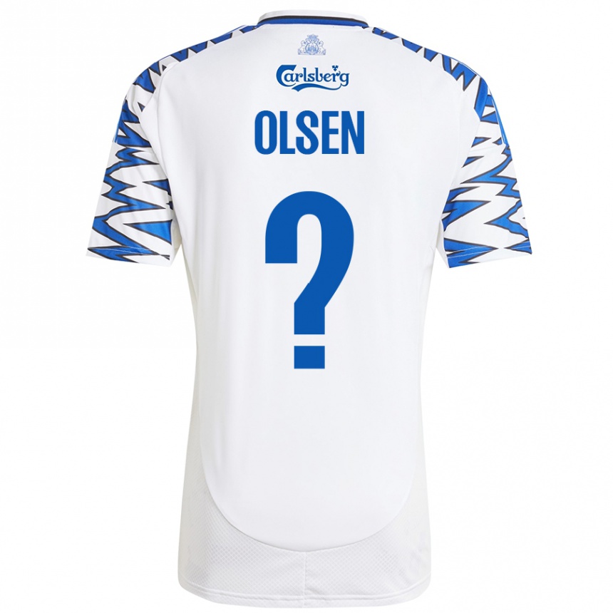 Kids Football Gunnar Olsen #0 White Sky Blue Home Jersey 2024/25 T-Shirt Nz