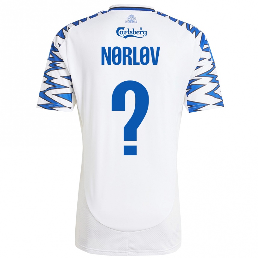 Kids Football William Nørløv #0 White Sky Blue Home Jersey 2024/25 T-Shirt Nz