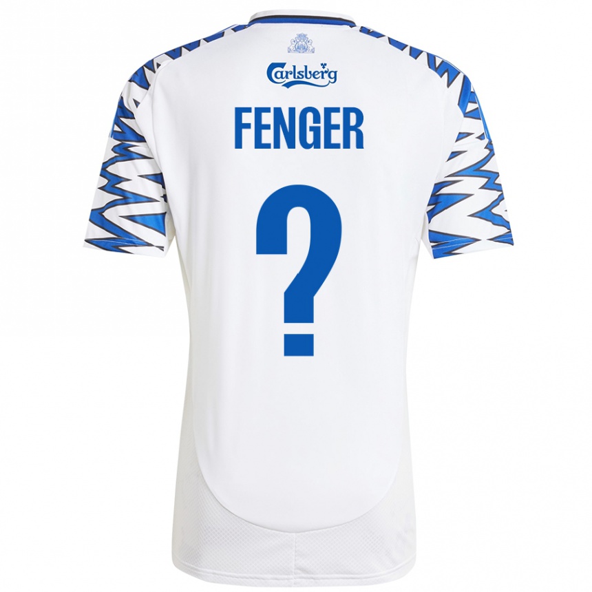 Kids Football Oskar Fenger #0 White Sky Blue Home Jersey 2024/25 T-Shirt Nz