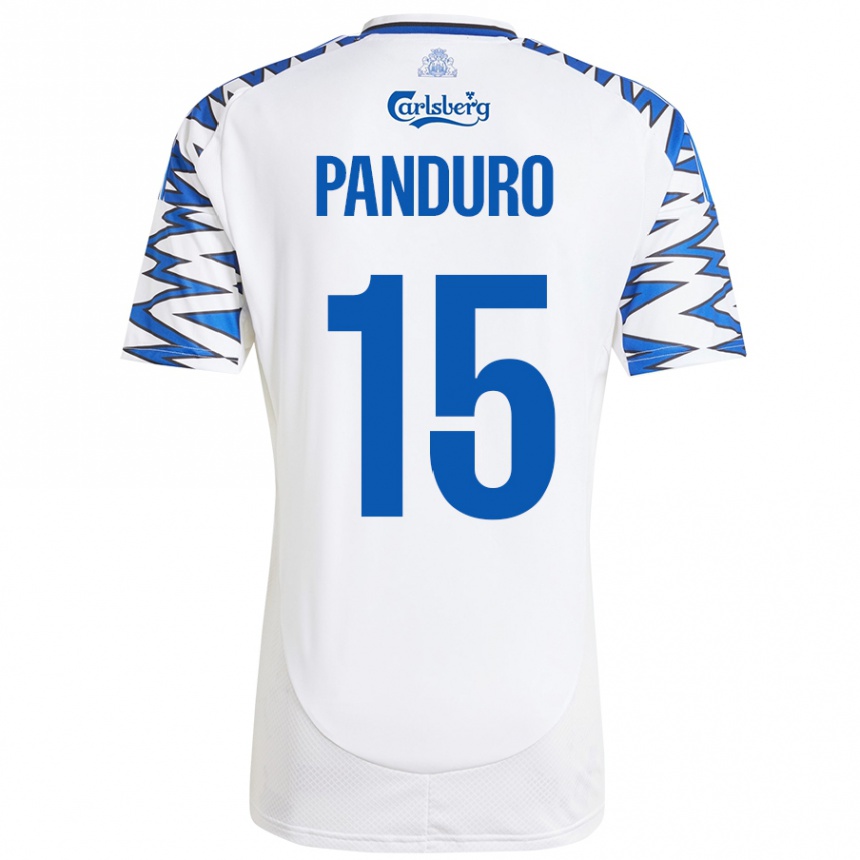 Kids Football Tristan Panduro #15 White Sky Blue Home Jersey 2024/25 T-Shirt Nz