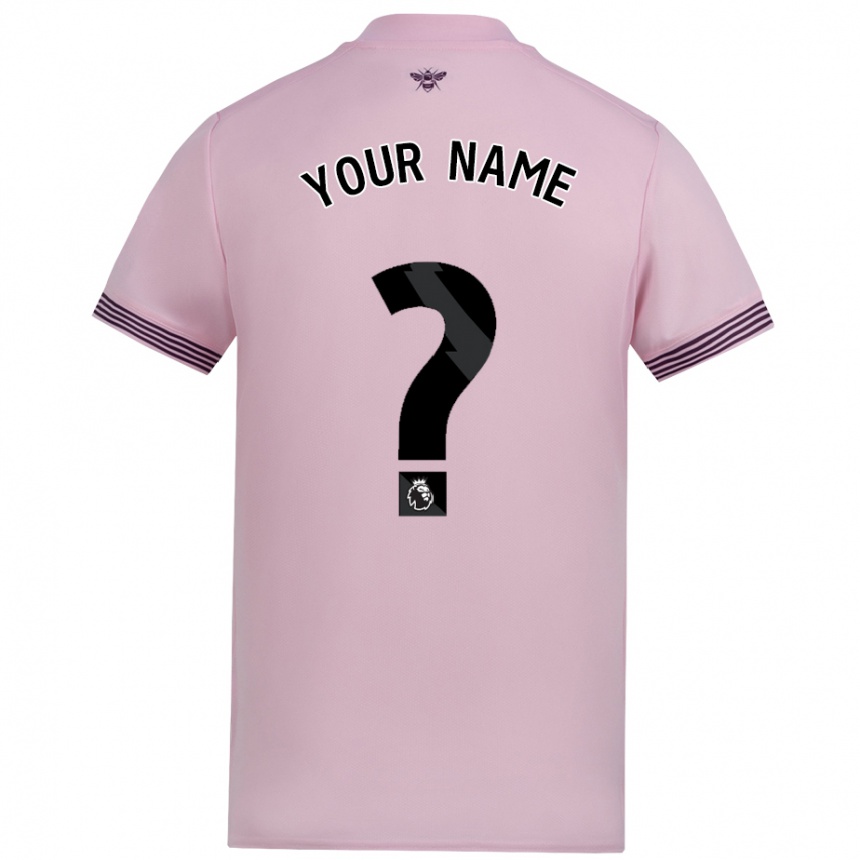 Kids Football Your Name #0 Pink Away Jersey 2024/25 T-Shirt Nz