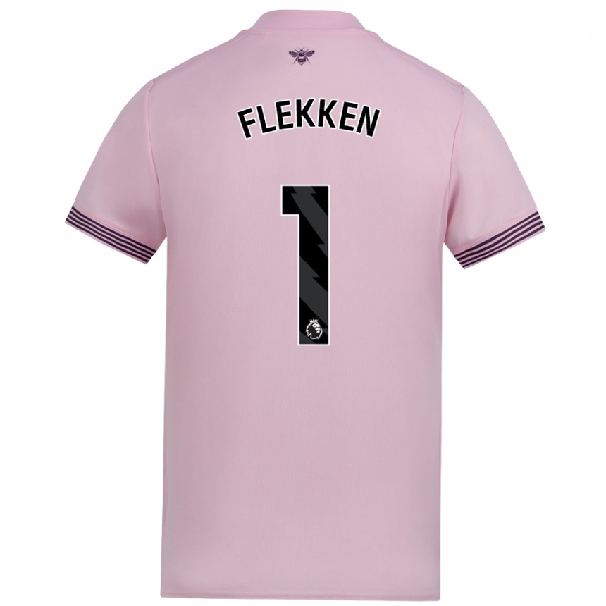 Kids Football Mark Flekken #1 Pink Away Jersey 2024/25 T-Shirt Nz