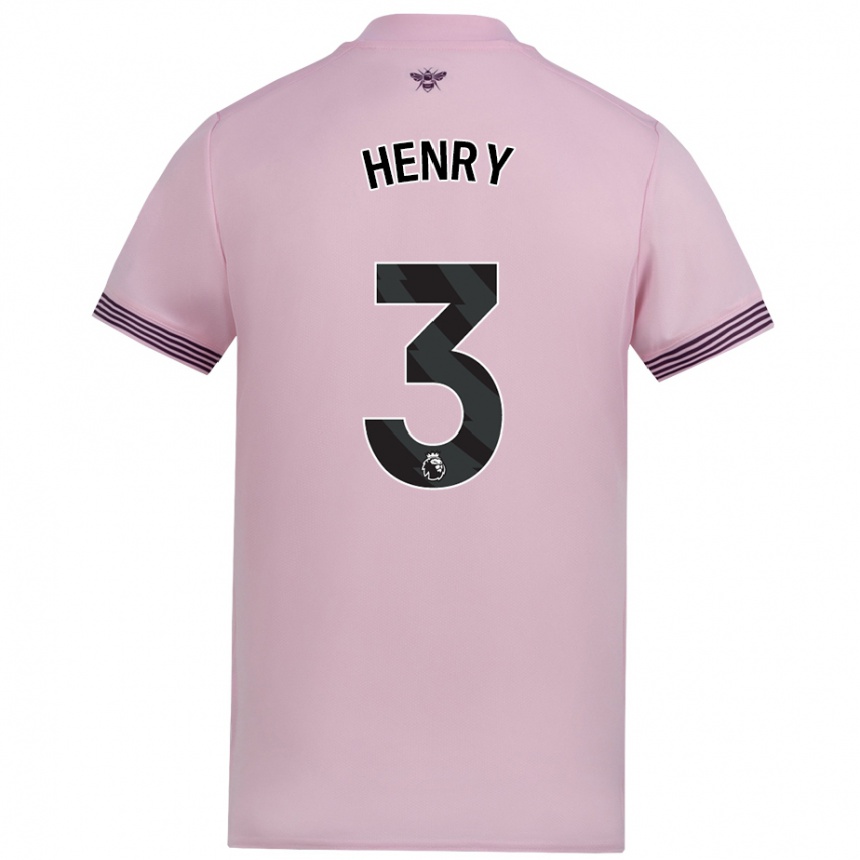 Kids Football Rico Henry #3 Pink Away Jersey 2024/25 T-Shirt Nz