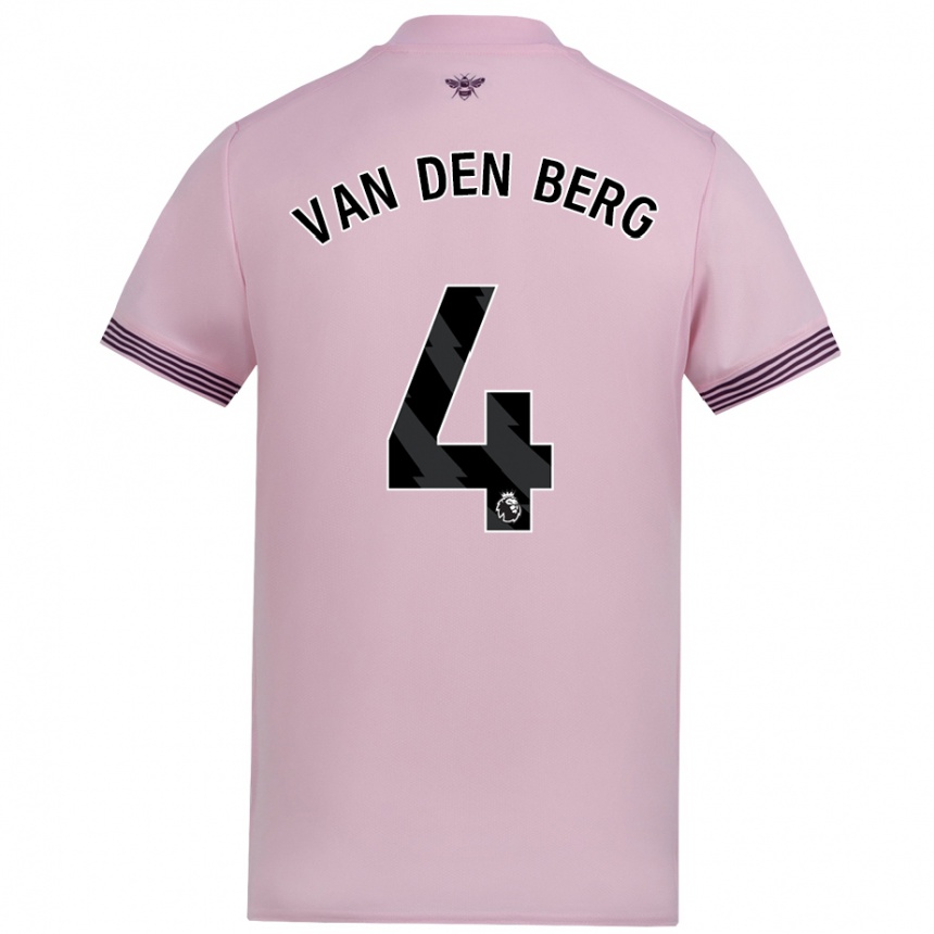 Kids Football Sepp Van Den Berg #4 Pink Away Jersey 2024/25 T-Shirt Nz